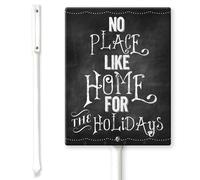 Horienteeon Panneau de cour « No Place Like Home For The Holidays » avec piquets de 11,5 × 15 cm, panneau de cour en aluminium robuste antirouille, panneau « Happy Holidays Merry Christmas » pour