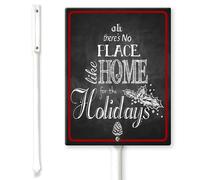 Horienteeon Panneau de cour « Oh There's No Place Like Home For The Holidays » avec piquets de 11,5 × 15 cm, panneau de cour en aluminium robuste antirouille, décorations de Noël, panneaux en métal