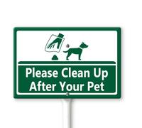 Horienteeon Panneau de cour « Please Clean Up After Your Pet » avec piquets de 30 × 20 cm, panneau de cour en aluminium robuste antirouille, panneau « No Dog Pooping and Pee », panneau « Keep Pets Off