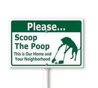 Horienteeon Panneau de cour « Please - Scoop The Poop, This Is Our Home And Your Neighborhood » avec piquets de 30 x 20 cm, panneau de cour en aluminium robuste antirouille, panneau « Keep Pets Off
