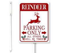 Horienteeon Panneau de cour Reindeer Parking Only All Others Will Be Towed avec piquets 20 × 30 cm, panneau de cour en aluminium robuste, antirouille, panneau « Merry Christmas » pour voisin