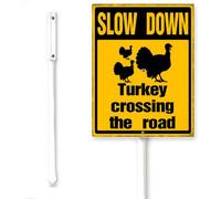 Horienteeon Panneau de cour Slow Down Turkey Crossing The Road avec piquet - Avis de mise en garde - En aluminium antirouille - Décoration d'extérieur pour la maison, la ferme d'herbes aromatiques