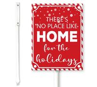 Horienteeon Panneau de cour « There's No Place Like Home For The Holidays » avec piquets de 11,5 × 15 cm, panneau de cour en aluminium robuste, antirouille, décorations amusantes de Noël, panneaux de