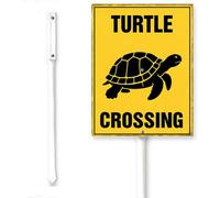 Horienteeon Panneau de cour Turtle Crossing avec piquet pour zone de tortue, avertissement de sécurité, avertissement, quartier, ferme, extérieur, plaque décorative en aluminium pour maison, jardin