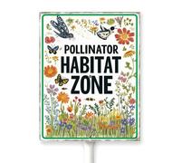 Horienteeon Panneau de jardin avec piquet pour pollinisateur - Pour jardin, ferme, fleurs sauvages, quartier, pelouse, cour - Décoration extérieure en aluminium - 17,8 x 22,4 cm