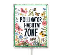 Horienteeon Panneau de jardin avec piquet pour pollinisateur - Pour jardin, ferme, fleurs sauvages, quartier, jardin, prairie/pelouse - 15,2 x 11,7 cm