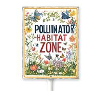 Horienteeon Panneau de jardin en aluminium avec piquet pour zone d'habitat des pollinisateurs, zone de travail, ferme, fleurs sauvages, quartier, jardin, prairie/pelouse 15,2 x 11,7 cm