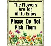 Horienteeon Panneau de jardin « Please Do Not Pick Flowers » - En aluminium - Inscription « Stay Out Neighborhood » - Accessoire de pelouse - Décoration d'extérieur en aluminium - 12,7 x 20,3 cm