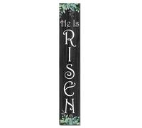 Horienteeon Panneau de porche avec inscription « He Is Risen » - Plaque en bois verticale pour entrée de maison ou extérieur - Décoration saisonnière - 20,3 x 81,3 cm