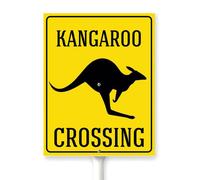 Horienteeon Panneau de sécurité Kangourou Crossing Yard avec piquet Slow Down Road Lawn Warning Security Sign 17,8 x 22,4 cm pour quartier, ferme, maison, pelouse, allée, décorations en aluminium