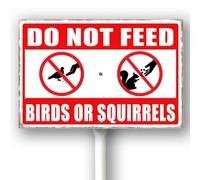 Horienteeon Panneau « Do Not Feed Birds Or Squirrels » avec piquet Propriété privée Animal Yard Caution Quartier Pelouse Ferme Porche Street Business Extérieur Décoration de jardin en aluminium 20,3 x