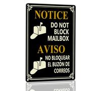 Horienteeon Panneau en aluminium avec inscription « Notice Do Not Block Mailbox Parking Parking » - 14 x 20 cm - Plaque en aluminium robuste antirouille - Inscription « No Parking In Front of Mailbox