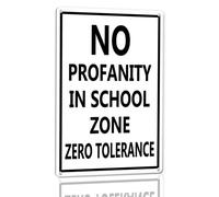 Horienteeon Panneau en aluminium « No Profanity In School Zone Zero Tolerance » - 30 cm × 40 cm - Panneau en aluminium robuste antirouille - Panneau de sécurité scolaire - Panneau d'avertissement pour