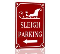 Horienteeon Panneau en aluminium robuste antirouille avec flèche à gauche - 30 x 40 cm - Décoration amusante pour l'extérieur - Motif traîneau de stationnement