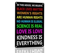 Horienteeon Panneau en aluminium robuste avec inscription « In This House We Believe Science Is Real Black Lives Matter » - 20 × 30 cm - Plaque en aluminium robuste antirouille - Black Lives Matter