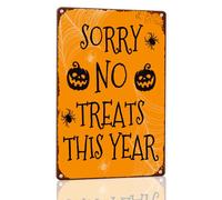 Horienteeon Panneau en aluminium robuste « Sorry No Treats This Year » - 20 x 30 cm - Panneau en aluminium robuste - Antirouille, « No Candy Trick or Treat » pour porche de maison, panneau Happy