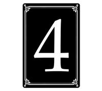 Horienteeon Panneau en métal noir en forme de numéro 4 - 14 x 20 cm - Plaque murale numérotée d'extérieur pour parkings, quai, cour, allée, terrain, terrain de tennis, bâtiment
