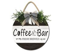 Horienteeon Panneau mural en bois pour café, café, café fraîchement infusé pour décoration de la maison, cuisine, coin repas, coin petit-déjeuner 28 cm
