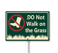 Horienteeon Panneau « Please Do Not Walk On The Grass Yard » avec piquets de 30 × 20 cm, panneau en aluminium robuste antirouille, « Please Stay Off The Grass » pour pelouse, ne pas marcher sur les