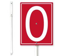 Horienteeon Panneau rouge numéro 10, numéro de maison avec piquets 17,5 × 22 cm, panneau de cour en aluminium robuste, anti-rouille, plaque numérotée pour parking extérieur