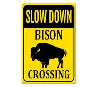 Horienteeon Panneau « Slow Down », panneau en aluminium/métal Bison Crossing, 30 × 40 cm, panneau en aluminium robuste, anti-rouille, panneau de croisement pour décoration de maison, ferme, panneau
