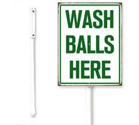 Horienteeon Panneau « Wash Balls Here » avec piquet Golf Sport Quartier Rue Affaires Caution Sécurité Décoration en Métal Plaque en Aluminium pour Extérieur 15,2 x 11,7 cm