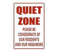 Horienteeon Quiet Zone Please Be Considerate of Our Residents And Our Neighbors Panneau en aluminium robuste pour décoration de pelouse et cour 30 x 40 cm