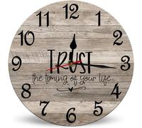 Horienteeon Trust The Timing Of Your Life Horloge murale de salon à piles 25 cm, cadeau unique et amusant de Jésus chrétien rustique pour salon, cuisine, salle de bain, chambre à coucher, bureau