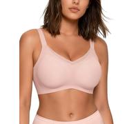 HORISUN Soutien-Gorge Femme sans Armature Sexy Col en V Brassiere avec Push-Up avec Dentelle Maintien Confort Brassiere Anti Affaissement (Rose S)