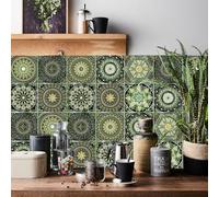 HORIWE Autocollant pour carrelage mural en forme de mandala, art rétro, fin