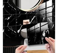 HORIWE Lot de 20 autocollants pour carrelage mural marbré - 10 x 10 cm - En PVC - Papier peint autocollant - Autocollants muraux imperméables - Pour cuisine, armoire, meubles, table