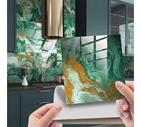 HORIWE Lot de 20 autocollants pour carrelage mural marbré - 10 x 10 cm - En PVC - Papier peint autocollant - Autocollants muraux imperméables - Pour cuisine, armoire, meuble, table