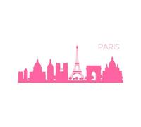 horizon de la ville de Paris et silhouette avec reflets Stickers muraux 42x115.1cm Stickers pour vitres Rose