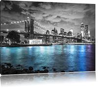 horizon de New York dans la soirée noir / blanc Taille: 120x80 sur toile, XXL énormes Photos complètement encadrées avec civière, impression d'art sur murale avec cadre, moins cher que la peinture ou une peinture à l'huile, pas une affiche ou une bannière,