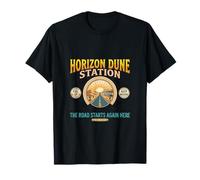 Horizon Dune Station rétro Motif Route du désert T-Shirt