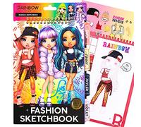 Horizon Group USA Rainbow High Carnet de Croquis Tendance, coloriez et créez des Looks Tendance, Comprend Un carnet de Croquis, des pochoirs, des Autocollants repositionnables, des Pages