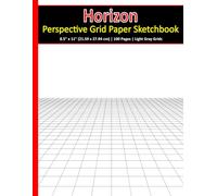 Horizon Perspective Grid Paper Sketchbook | 1 Point Perspective: 100 pages (double-sided print) | 8.5" x 11" (21.59 x 27.94 cm) | Light gray lines on white paper