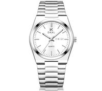 HorizonDKAL Montre analogique à quartz pour homme - Aiguilles lumineuses - Résistante aux rayures - Résistante à l'eau, blanc, Robe d'affaires