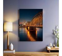 Horizons de La Ville Tableau mural Pont brun de la ville 60x40 cm Impression sur toile moderne art Décoration artistique pour salon chambre maison