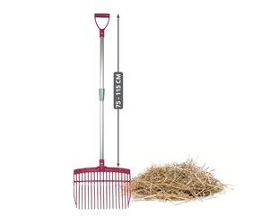 horizont Fourche suédoise avec manche en aluminium réglable 75-115 cm - fourche à fumier légère et robuste pour enfants et adultes - ergonomique et résistante aux intempéries