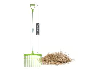 horizont Fourche suédoise avec manche en aluminium réglable 75-115 cm - fourche à fumier légère et robuste pour enfants et adultes - ergonomique et résistante aux intempéries
