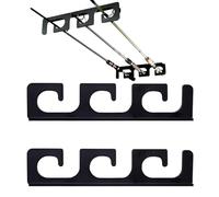 Horizontal Fishing Pole Rack - Black, Wall Mounted Rod Holder, Space-Saving Design, Holds Casting Combos, Protective Non-Slip Grips | Fishing Enthusiasts, Anglers, Apartment, Balcony, Worksho