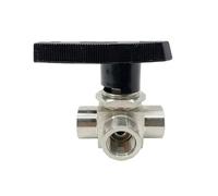 Horizontal G 1/8" 1/4" 3/8" 1/2" BSPP Female Tee L Port Ball Valve 304 Stainless Steel Water Gas Oil(1/4")