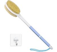 HORJOR Brosse de Bain Douche Long Manche 44cm, pour le Brossage Du Dos Humide ou Sec, Brosse Corps, Nettoyage en profondeur, Exfoliation douce, Peau radieuse