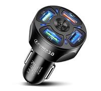 HORJOR Chargeur de Voiture Allume Cigare USB 4 Ports, Adaptateur de Chargeur Rapide Compatible avec iPhone, iPad Samsung, Huawei, Xiaomi, Tablette