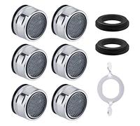 HORJOR M24 Lot de 6 robinets pour robinets - Avec filtre en acier inoxydable ABS - 8 joints - 1 clé chromée - Argenté