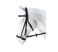 HORKA équestre classique Tombe muserolle souple Bride et rênes Web avec bouchon, Black/Silver, Poney