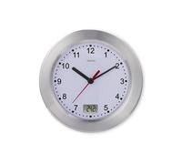 Hama Horloge de salle de bains – pendule murale Quartz silencieuse avec thermomètre Ø17 cm Argent