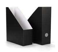 HORLIMER 12 Pièces Porte Revue Bureau A4 en Carton Kraft, Range Revue Bureau avec Étiquettes Inscriptibles-Boite Rangement Magazines & Documents, Noir