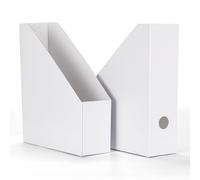 HORLIMER 12 Pièces Porte Revue Bureau A4 en Carton Kraft, Range Revue Bureau avec Étiquettes Inscriptibles-Boite Rangement Magazines & Documents, Blanc